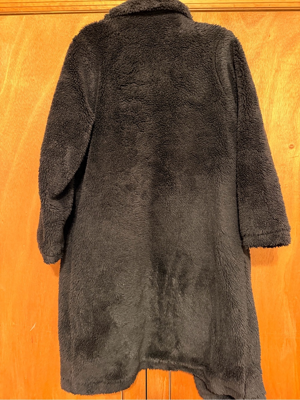 Alo Yoga Long Black Faux-Sherpa Coat - Women's Cozy Open Front Jacket Size XS - Picture 3 of 5